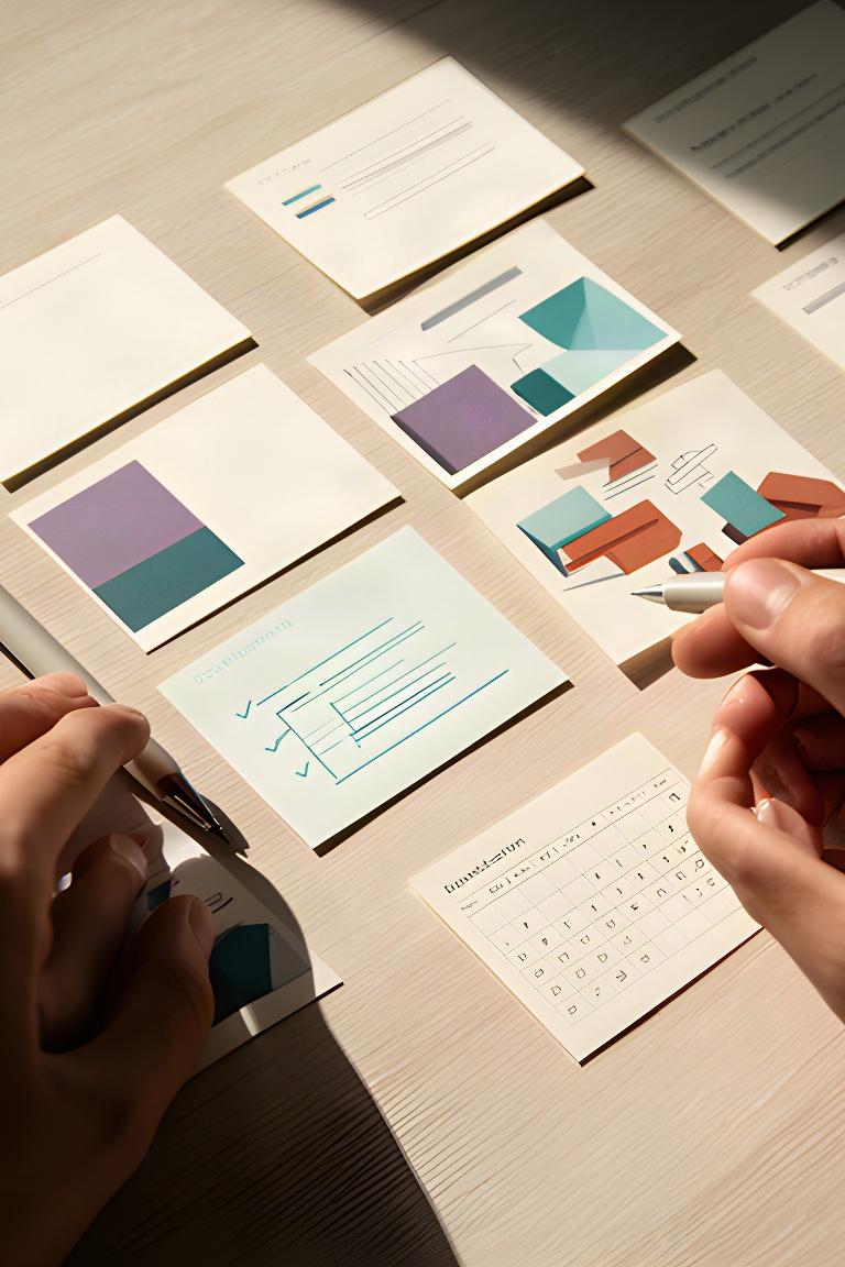 Close view of handwritten employee feedback notes and a structured development plan on a desk